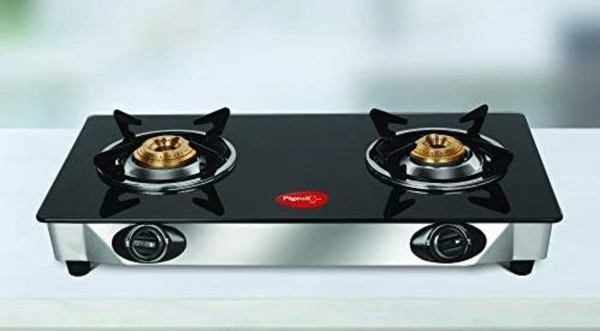 PIGEON Pigeon Ayush 2 Burner Combo Glass TOP Black - Black, NA